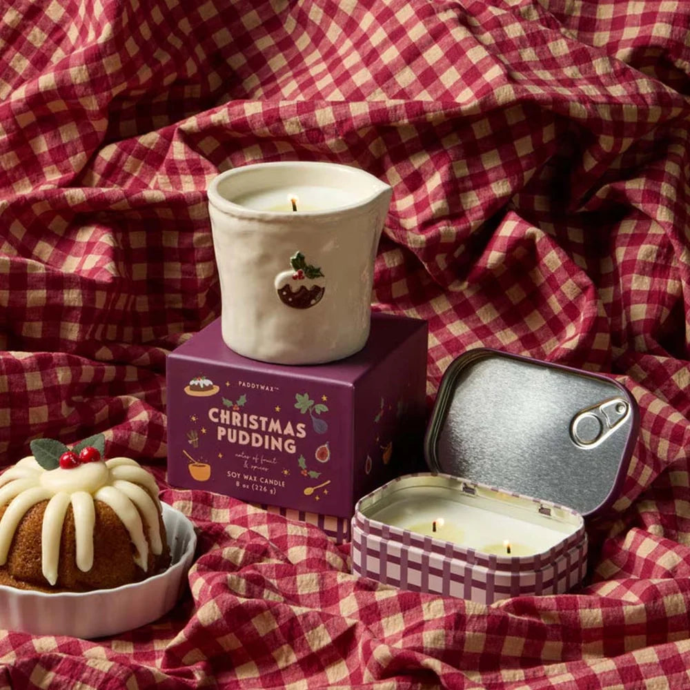 Bistro Printed Tin Candle - Christmas Pudding