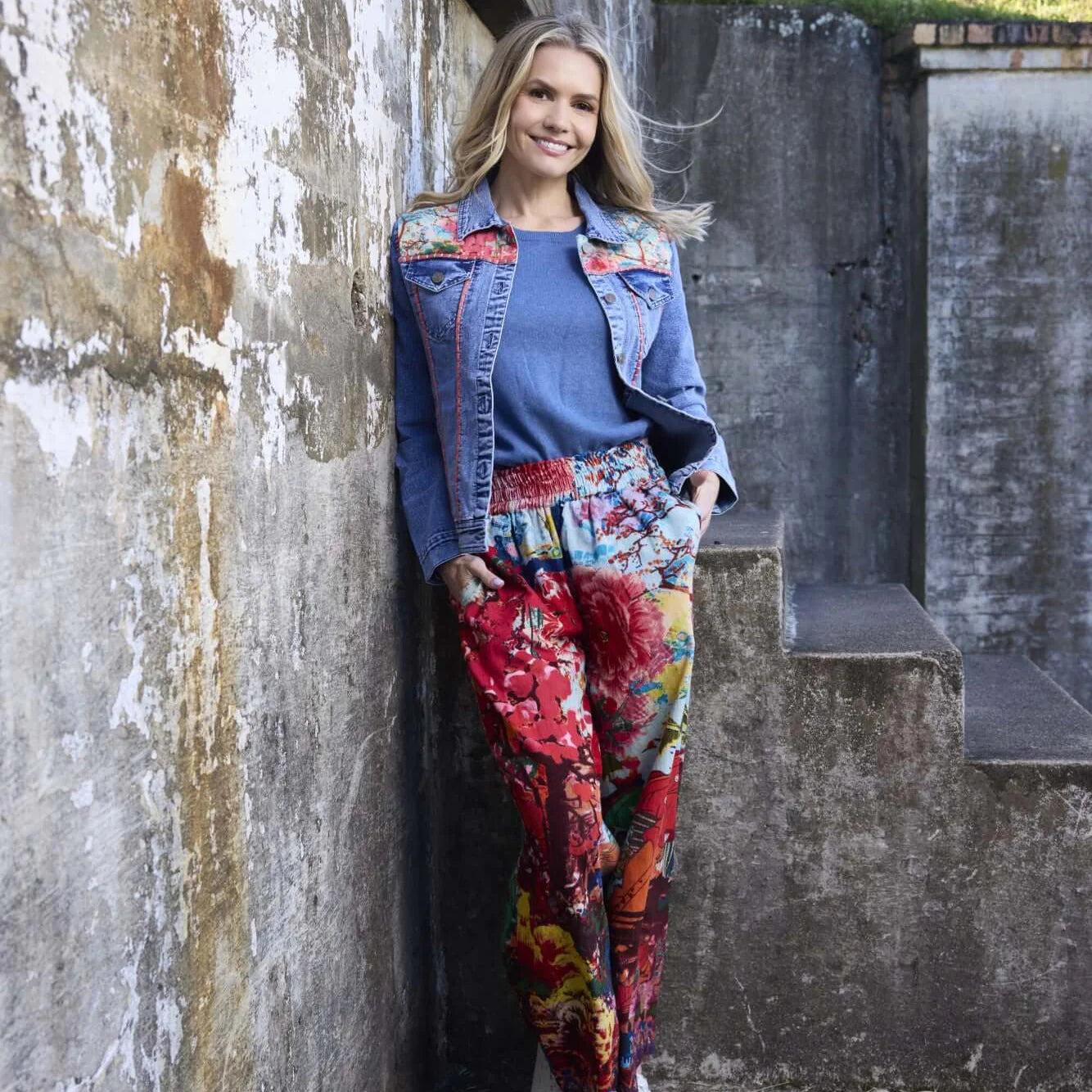 Nippori Applique Denim Jacket-Geisha