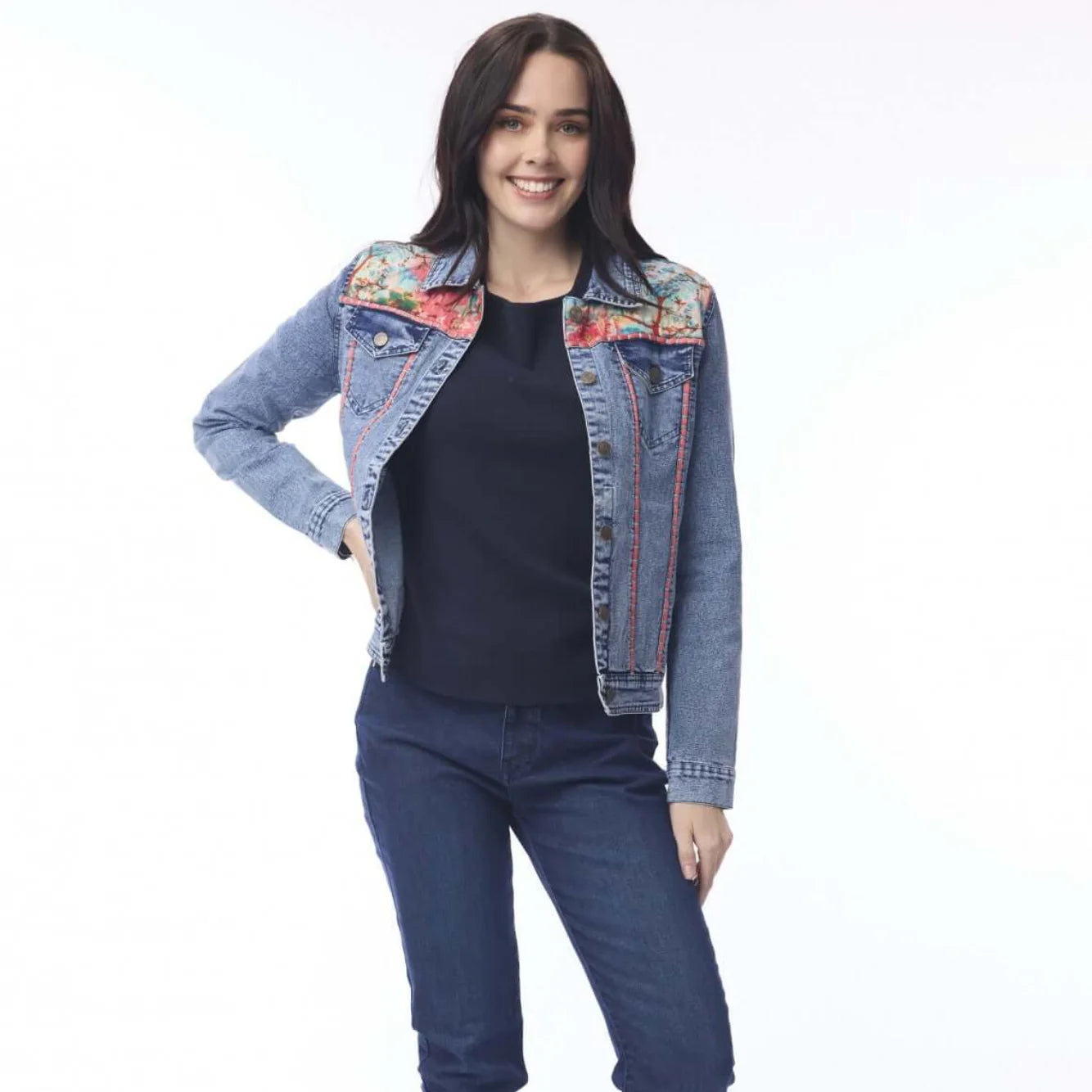 Nippori Applique Denim Jacket-Geisha