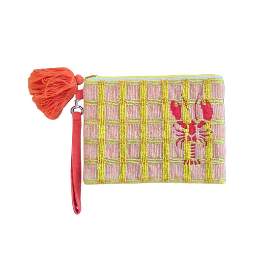 'Lobster' Beaded Clutch in Citrus