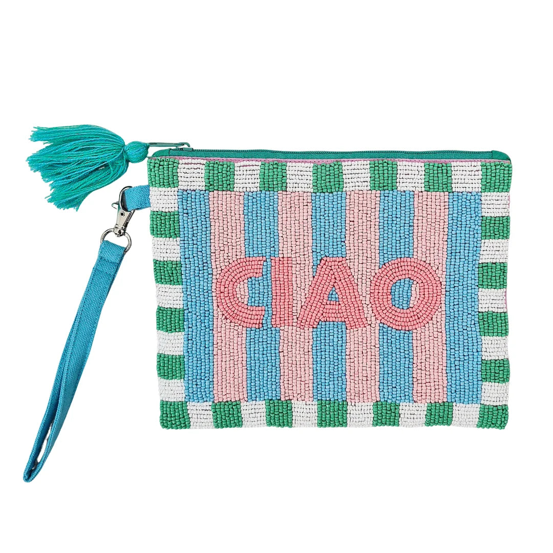 'Ciao' Beaded Clutch Blue