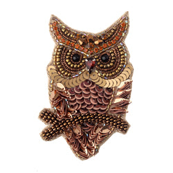 Beaded Owl Brooch