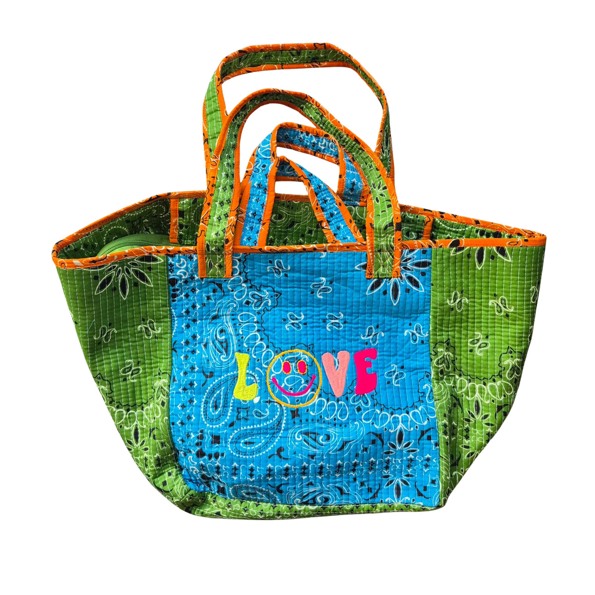 Cotton Beach Bag (Copy)-Blue/Green