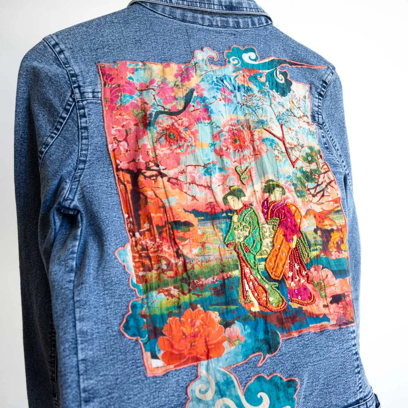 Nippori Applique Denim Jacket-Geisha