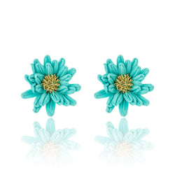 Colourful Raffia Flower Studs