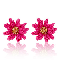 Colourful Raffia Flower Studs