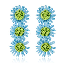 3 Tier Daisy Raffia Earrings
