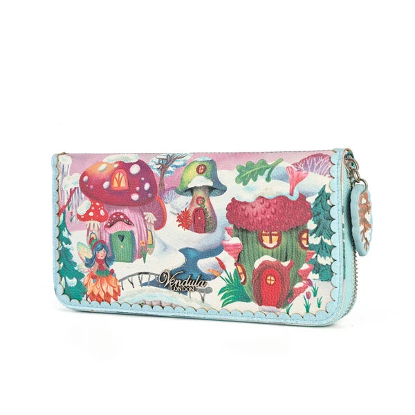 Fairy Village Snowflake Large Ziparound Crossbody Wallet