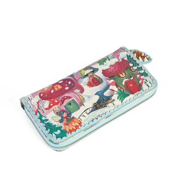 Fairy Village Snowflake Large Ziparound Crossbody Wallet