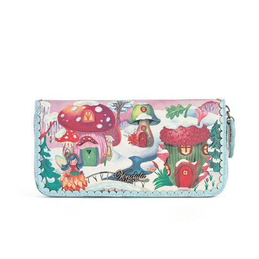 Fairy Village Snowflake Large Ziparound Crossbody Wallet