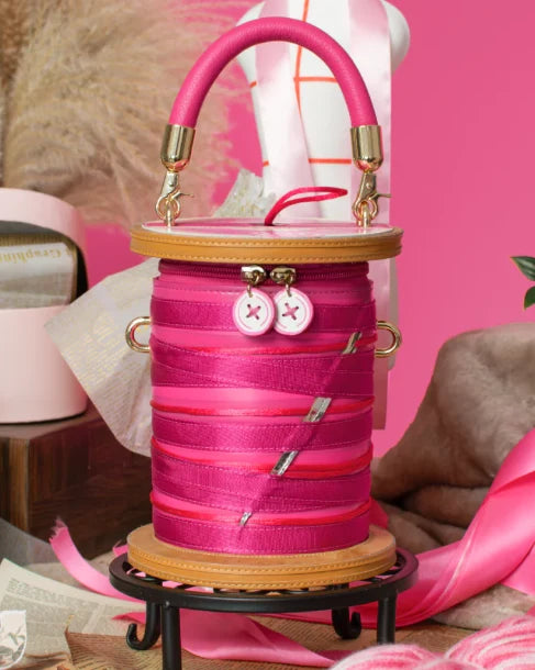 Vendula Pink Ribbon Sewing Box Scrapbook Cotton Reel Bag
