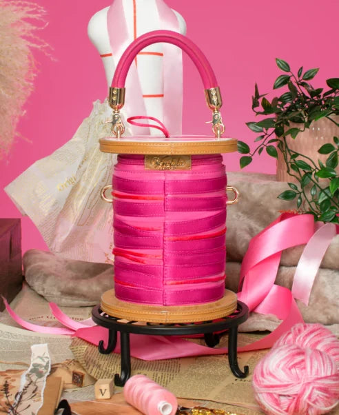 Vendula Pink Ribbon Sewing Box Scrapbook Cotton Reel Bag