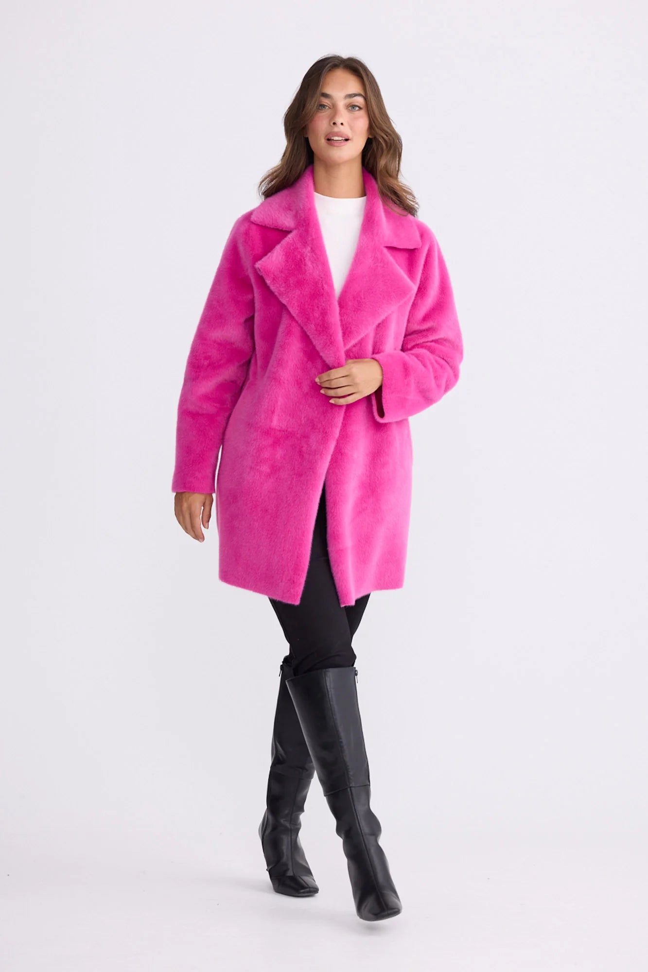Odette Fur Coat - Hot Pink