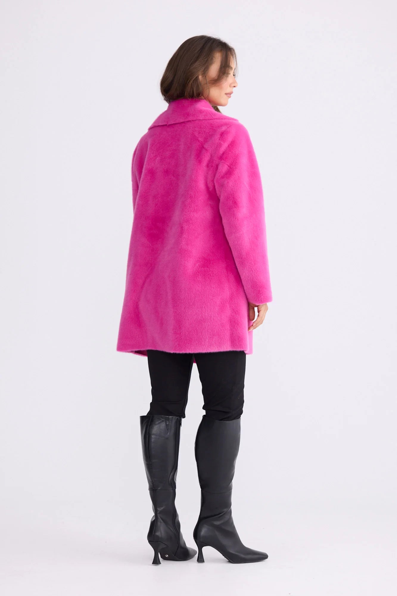 Odette Fur Coat - Hot Pink