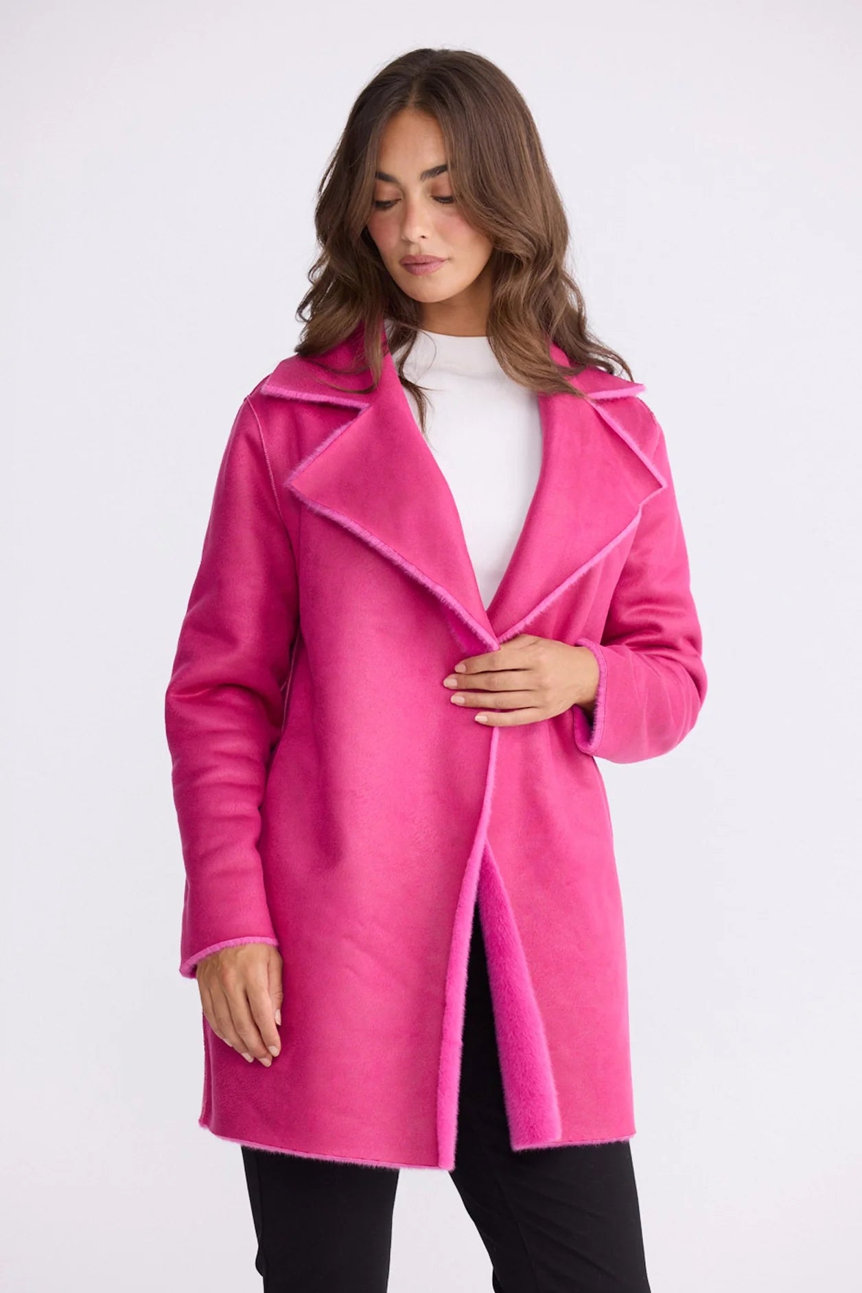 Odette Fur Coat - Hot Pink
