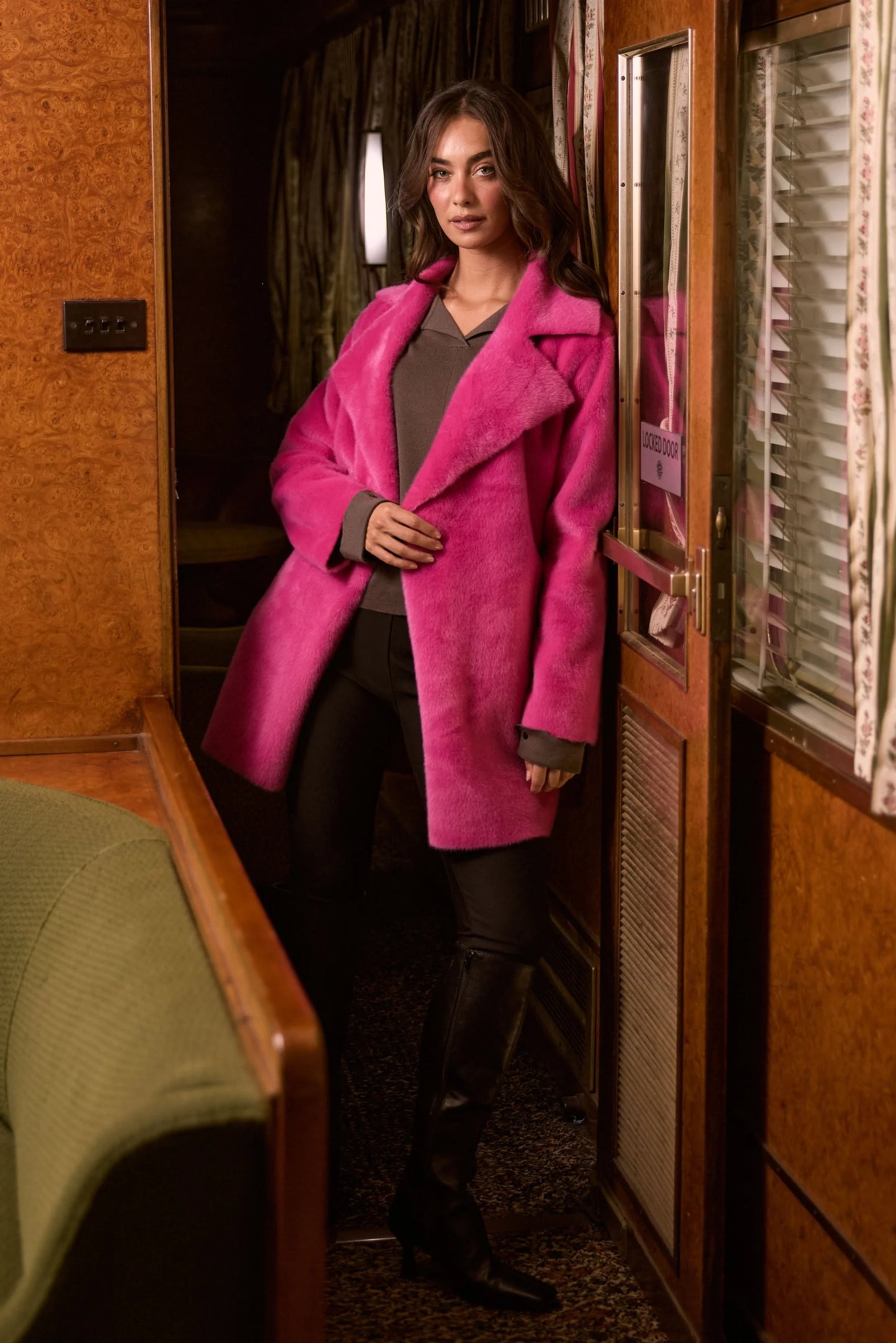 Odette Fur Coat - Hot Pink