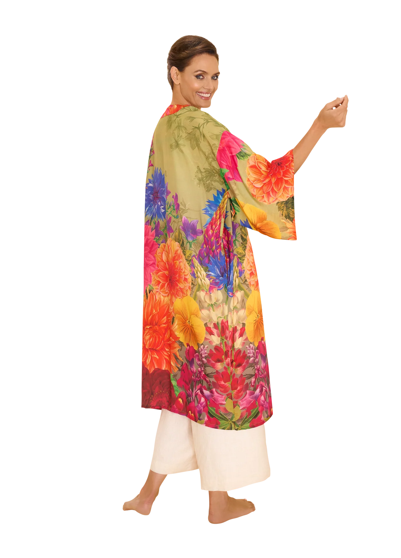 Powder Kimono Gown- Bountiful Blooms