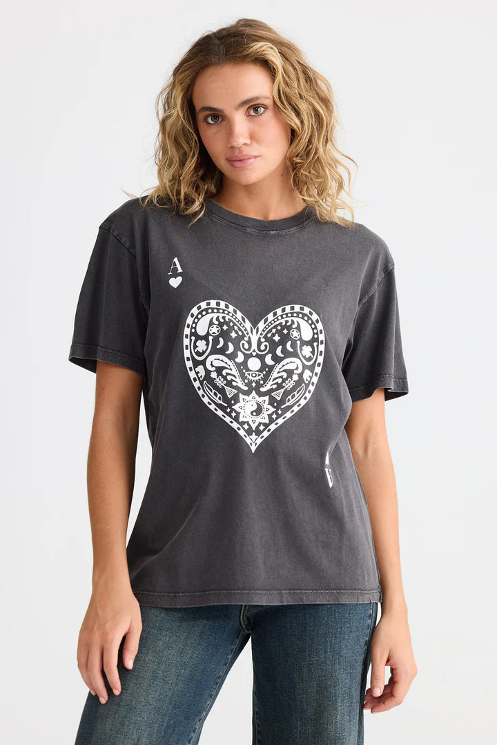 Talisman Ace of Hearts Relaxed Tee - Black Wash