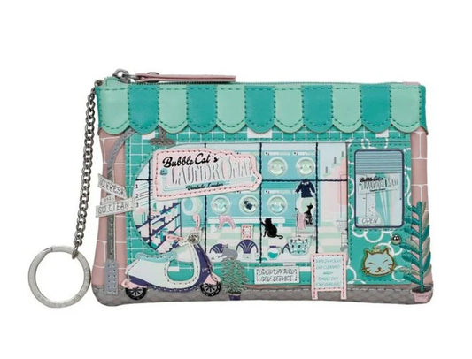 Vendula Bubble Cats Laundromat Zipper Coin Purse