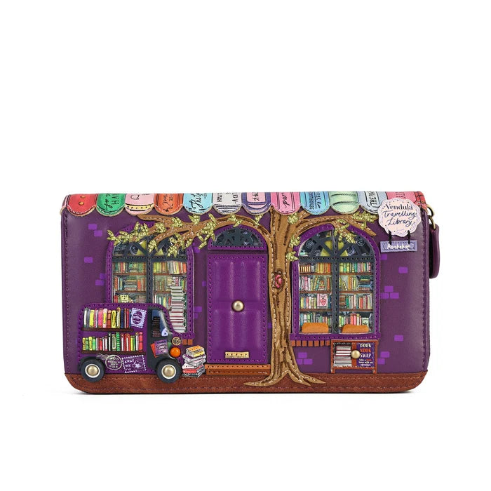 Travelling Library Bookshop Large Ziparound Wallet