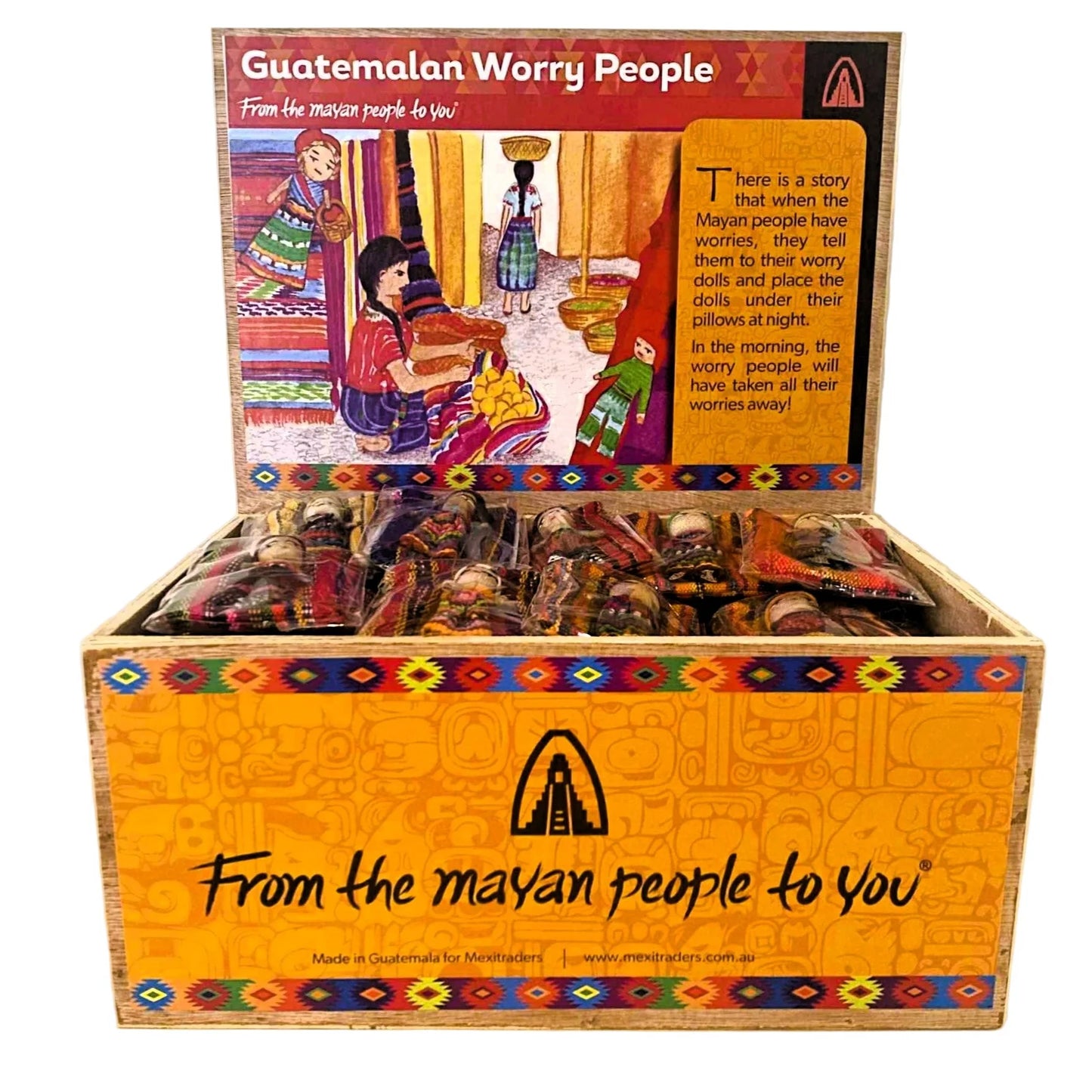 Single Worry Doll in a Textile Pouch Handmade Guatemala