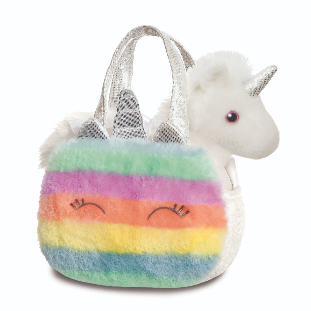 Fancy Pal - White Unicorn in Rainbow Bag