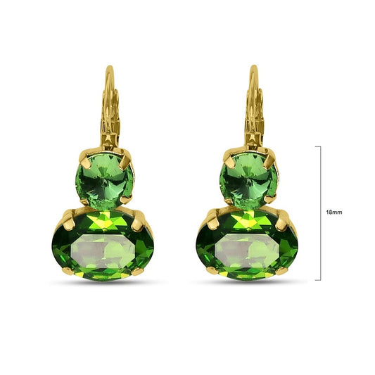 Gorgeous crystal  earrings on french clip in forest green