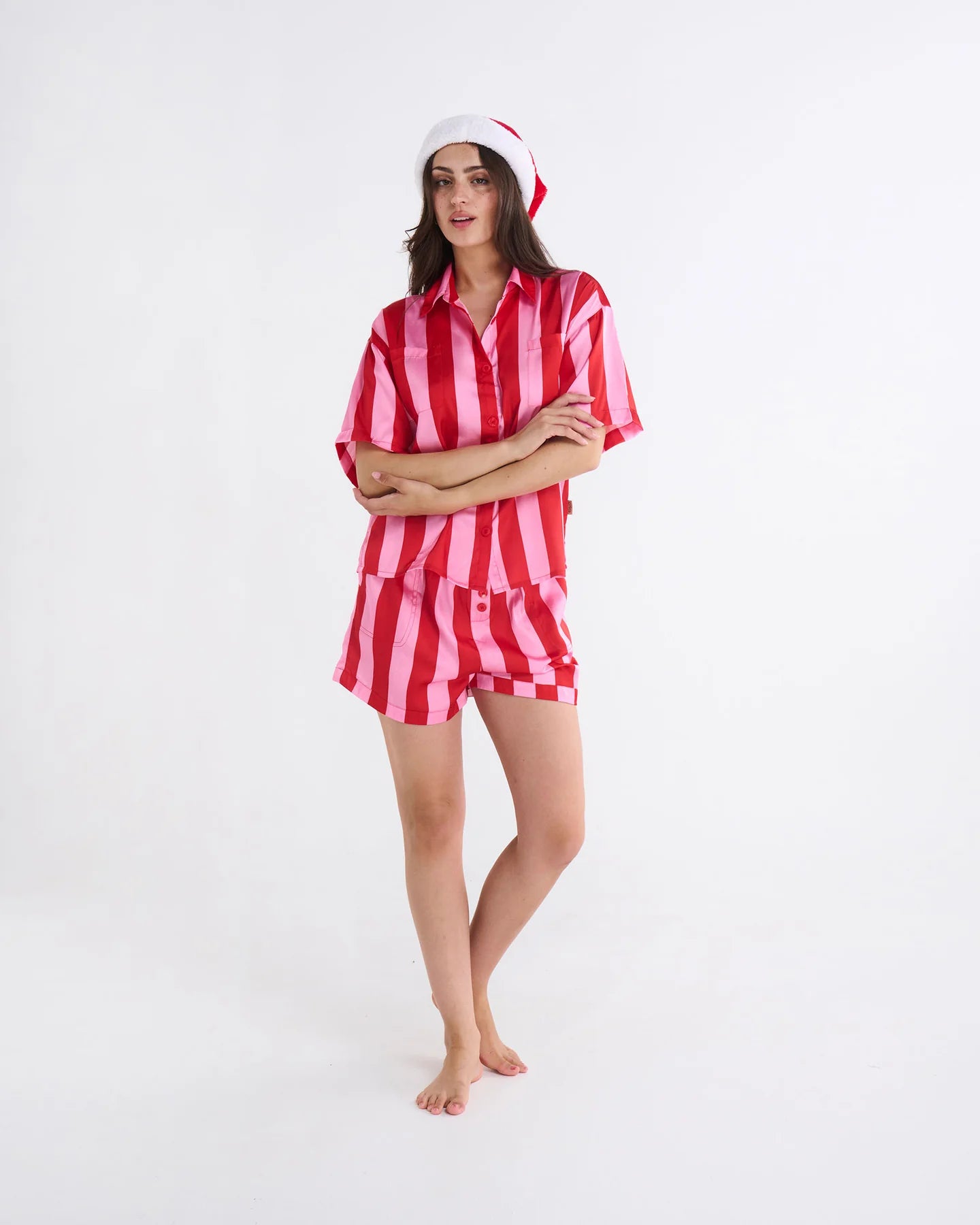 Santa Baby Adult Eco Satin Short Sleeve Shirt & Short Pyjama Set