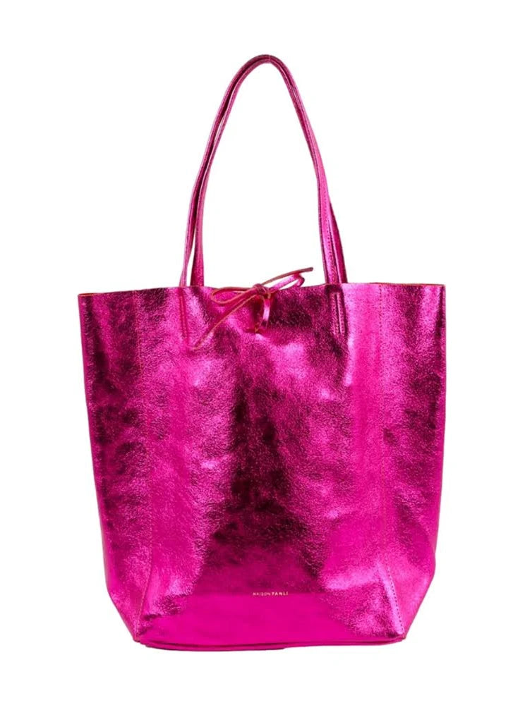Maison Fanli Large Tote Bag Metallic Fuchsia