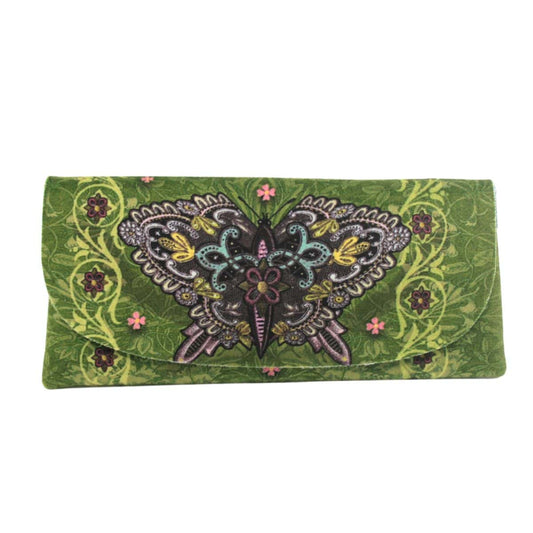 Velour Glasses Case – Isabelle Frioux – Green Embroidered Butterfly