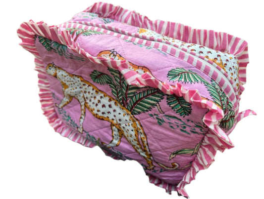 Pink Frill Cotton Cosmetic Bag
