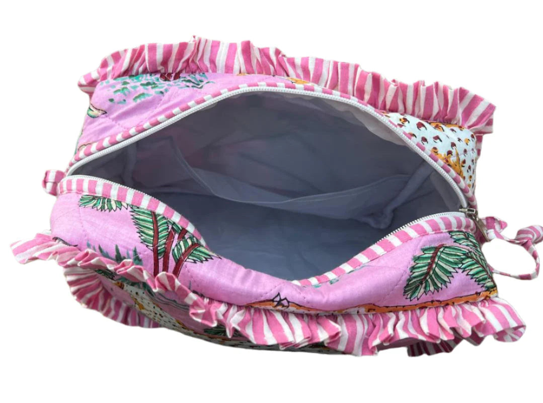 Pink Frill Cotton Cosmetic Bag