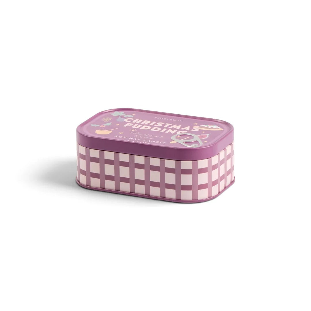 Bistro Printed Tin Candle - Christmas Pudding