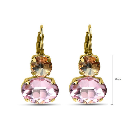 Rose and champagne crystal earrings on french clip